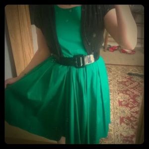 👗Calvin Klein emerald green A-line retro dress👗